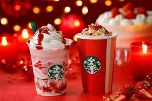 ちょっといいことが生まれそう!スターバックスのホリデーシーズンスタート!『クリスマス ストロベリー ケーキ ミルク/フラペチーノ®』11月1日(木)発売