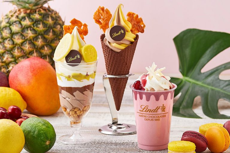 リンツ　フルーツフレーバーのソフトクリームショコラ&パフェ新発売　チェリー、レモン、トロピカルが月替わりで登場