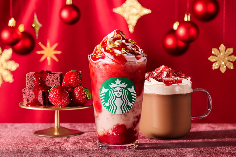 スターバックス ホリデーシーズン新作「ストロベリー ＆ ベルベット ブラウニー フラペチーノ」