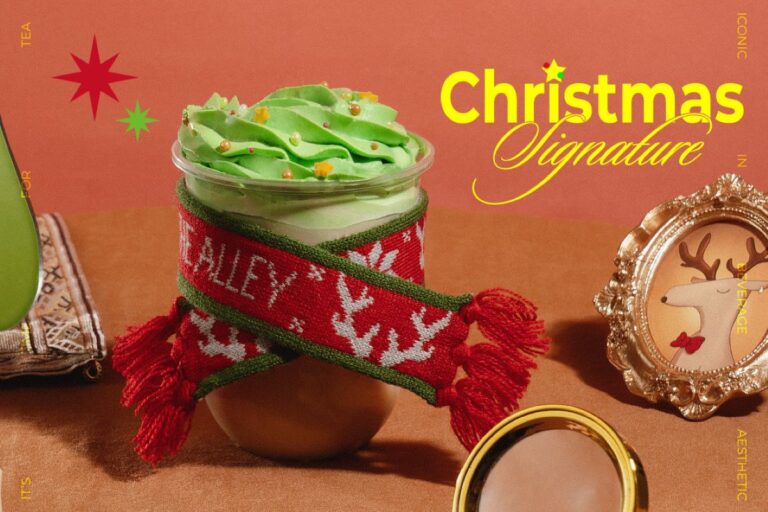 【THE ALLEY】キュートな⾒た⽬がクリスマス気分を盛り上げる〝Xmasリースのブリュレミルクティー〟登場！