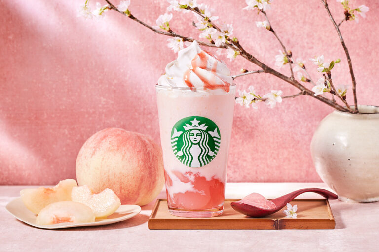スタバ 桜色の新作「白桃と桜わらびもち フラペチーノ」