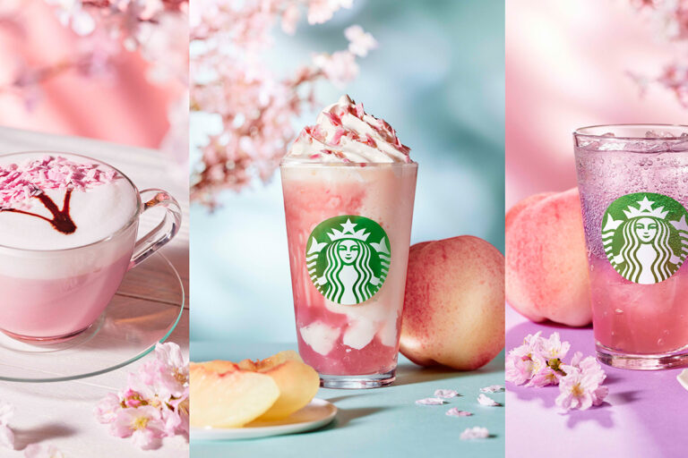 スタバ「SAKURA」新作「桜 咲くよ 白桃 フラペチーノ」　桜を描いたラテも登場
